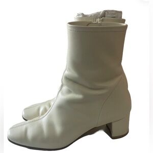 By Far Sofia Boots Off White Heeled Ankle Boot Leather Size 36 Women’s 5.5